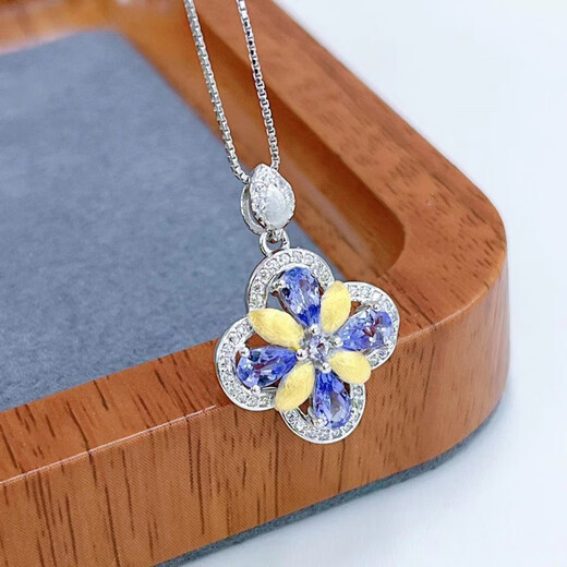 Yinli a new spring S925 silver-plated two-color inlaid tanzanite pendant for women without chain