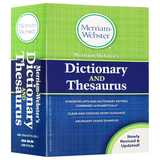 Словарь и тезаурус Merriam-Webster, оригинальная английская версия Словарь и тезаурус Merriam-Webster, новая версия, английская версия, справочник по английскому словарю, импортированные оригинальные учебники по английскому словарному запасу