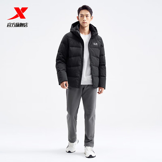 Xtep store same style down jacket men's winter new thickened warm hooded top jacket 976429190172 True Black XL