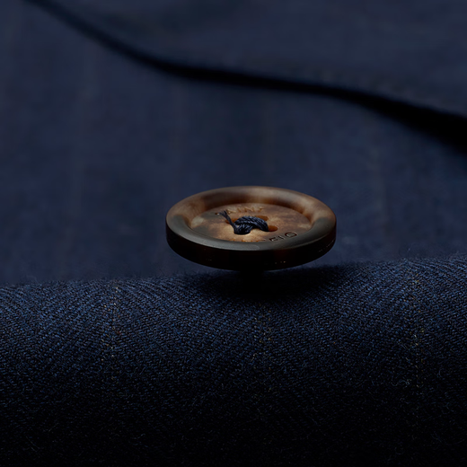 Anniversary Bird Suit Men's Autumn Men's Artist Series Fashionable Formal Suit Micro Suede Jacket and Pants Suit Blue Herringbone Pattern with Orange Stripes - Slim Double Row 44 A(165/88) /Please note waist or trousers