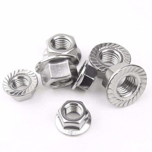 Jishuo 304 stainless steel flange nut/DIN6923 hexagonal flange cap anti-slip nut M4/M5 M20 M16 1 piece