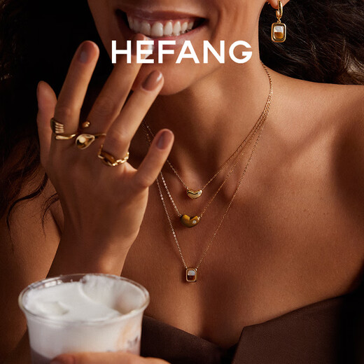 HEFANG He Fang Jewelry Sweetheart Bean Clavicle Chain Love Necklace Light Luxurious and High-end Birthday Gift for Girlfriend Cocoa Brown/Tiger Eye Stone