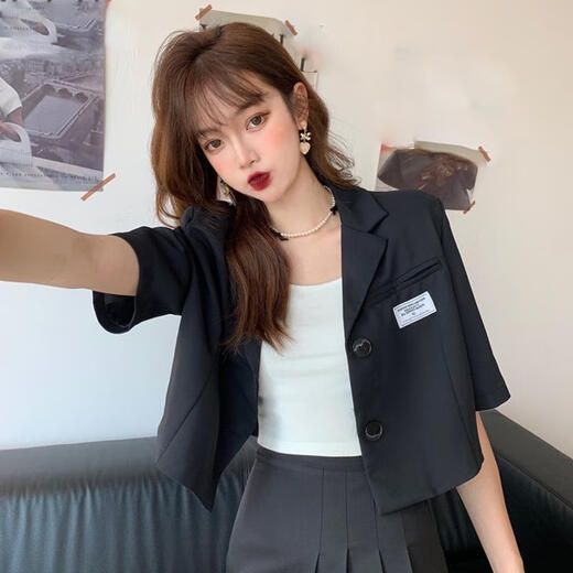 LPOX外套夏季女薄款2025新款网红炸街设计感小个子短款女式外套西服款 白色684款 M 95/105斤