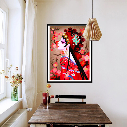 Shengshi Taibao Cross Stitch Painting Living Room Decoration Handmade Embroidery Chinese Style Bedroom Entrance Decoration Hua Dan Girl 50*65
