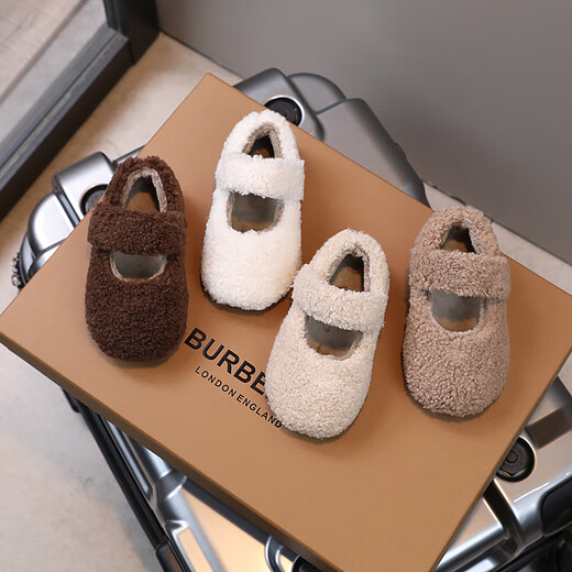 G.duck Little Yellow Duck Children's Fur Shoes Autumn and Winter New Plush Fashion Girls' Plush Shoes Women's Cotton Shoes Casual Shoes Off-white Size 21 Shoes Inner Length 13.4cm