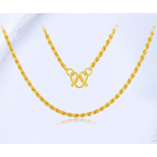 An Feng 999 gold-covered silver-covered gold rope twist necklace pure gold versatile plain chain Women's Day gift gold-covered silver chain small twist necklace weighing about 15 grams