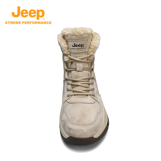 JEEP男鞋吉普2025秋冬季新款马丁靴加绒棉鞋男中帮工装鞋子高帮雪地靴 沙色 41