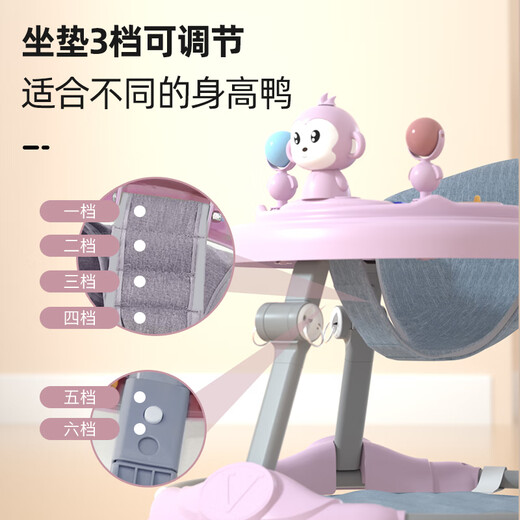 Xiaobuduotu walker baby 2024 new children's cart baby anti-turnover learning driving multi-functional walker maca powder/silent wheel/toy model