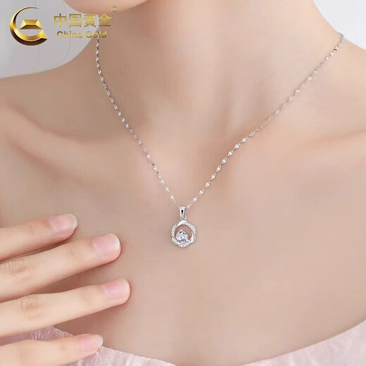 China Gold (CHINA GOLD) Mobius Pure Silver Necklace Girls Pendant Light Luxury Niche Jewelry Valentine's Day Birthday Gift for Girlfriend and Wife Gift for Girlfriend* Mobius Necklace 999 Silver-Brand Gift Box