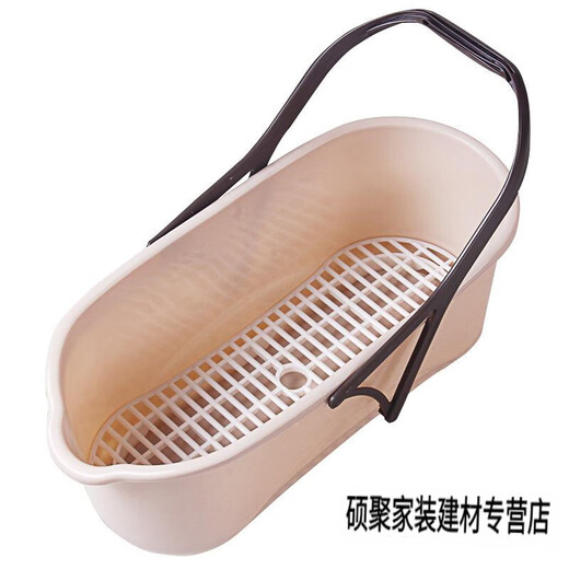 Xiaodeng Mop Pool Thickened Plastic Mop Pool Household Simple Washing Mop Pool Mop Pool with Underwater Drainage HFH Medium - Single Barrel + Filter Plate (White)
