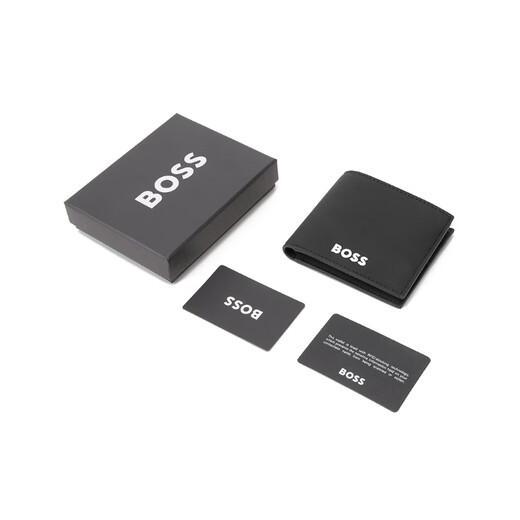 Hugo Boss (Hugo Boss) Neue Produkte, Herren Black Series Kurzklapper Brieftasche, Herrenbag Geschenk, Männer 50513934 50513934 001 Black Logo Dekoration