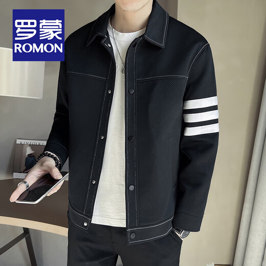 ROMON Piushuai color-blocked jacket for men, high-end, trendy, casual, versatile, handsome lapel, spring and autumn, cotton and thickening K351-83 light khaki, spring and autumn style, XL size 130-150Jin Jin is equal to 0.5 kg