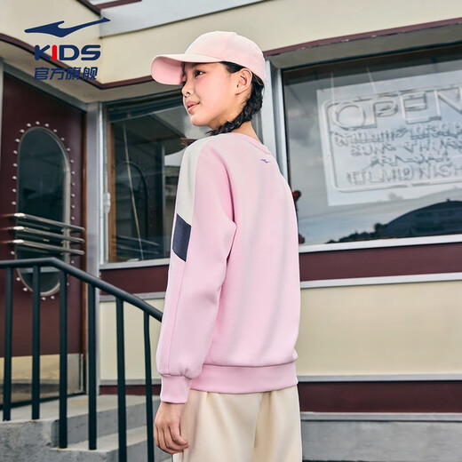 Hongxing Erke (ERKE) children's clothing, girls, middle and large children's tops, children's winter warm thickened sweatshirt lavender purple 160