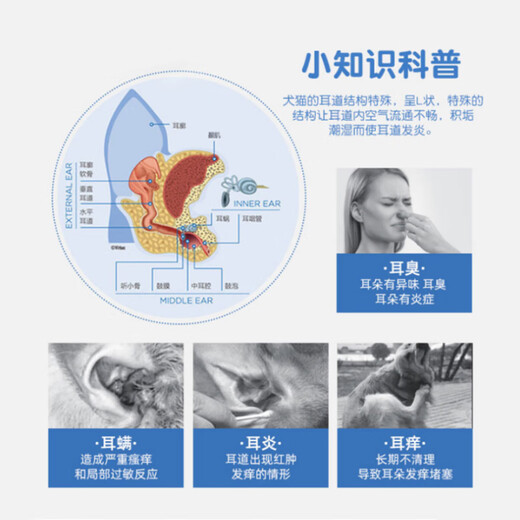 Heweining Ear Cleansing Liquid for Cats and Dogs Cleans the Ear Canal for Cats and Dogs 60ml/Bottle Hepet Ear Cleansing Liquid (60ml/Bottle)