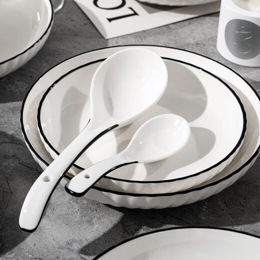 KANGQIN underglaze color high-temperature fired bowl and plate set simple bowl and plate combination housewarming tableware 40 pieces 6-person meal upgrade gift box