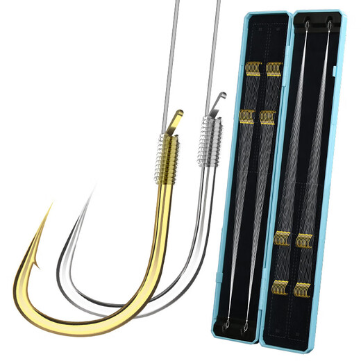 Haidi 40-Pay-importiertes Goldhülsendraht Double Haken Stachelbrotem Fischhaken Set Special für Karpfen und Kreuzkarpfen. Goldhülsenstachel [Haken 5/6+ Linie 1.0/1,2 je 20