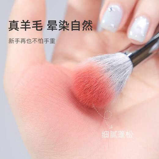 GUOXIAONIU Guo Xiaoniu Pink Gold Slim Peak Wool Round Head Dot Color Blush Brush Facial Contour Smudge Animal Hair Makeup Brush Pink Gold Wool Dot Color Brush 1 327#