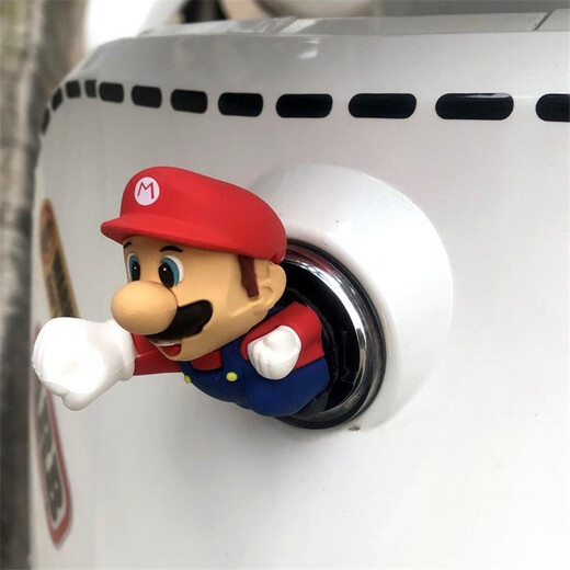 Chaosihui Mario Bike Sticker 3D Three-dimensional Road Bike Decoration Doll Mountain Bike Electric Vehicle Transformation Cute Decorative Sticker Mario 3D Doll-Red Hat 1pc [free traceless glue]