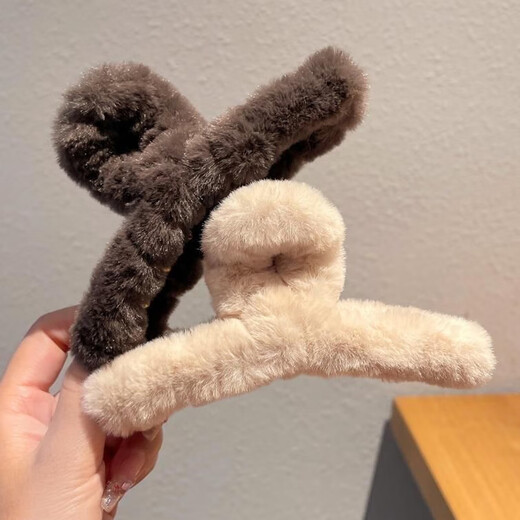 Lika Shi Hair Ball Hair Clip Back of Head Shark Clip Feminine Hair Clip Headwear Bangs Clip Hair Clip A02 Plush Dark Coffee (11CM)