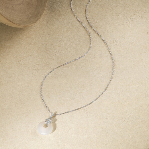 Saturday Fortune (ZLF) S925 silver chalcedony necklace for women, elegant and safe buckle pendant as a birthday gift for girlfriend, pendant chain length 40+5cm