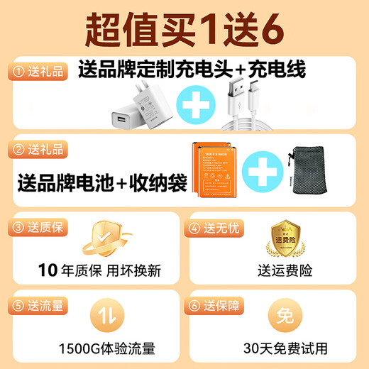 Biaoge portable wifi6 comes with one year of free data. Mobile wireless supports 5G devices. No pre-storage is required. Card-free unlimited traffic. Car-mounted Internet treasure 2025 new model. Top configuration 5Ghz. Free 1 extra battery + 24-core network speed 2599%.