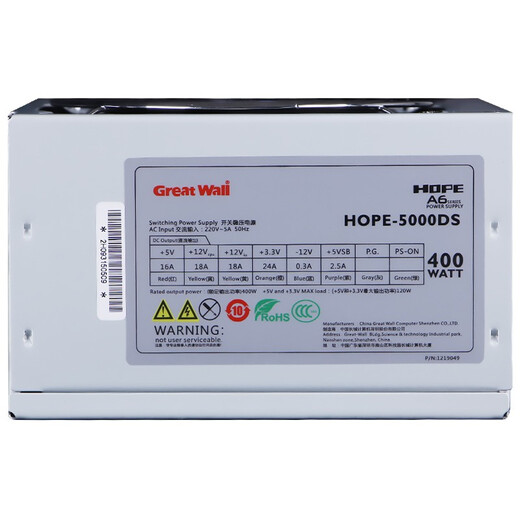 Computer-Netzteil der Great Wall HOPE-Serie (langer Draht/breiter/temperaturgesteuerter Lüfter) 5000DS Nennleistung 400 W HOPE-Serie