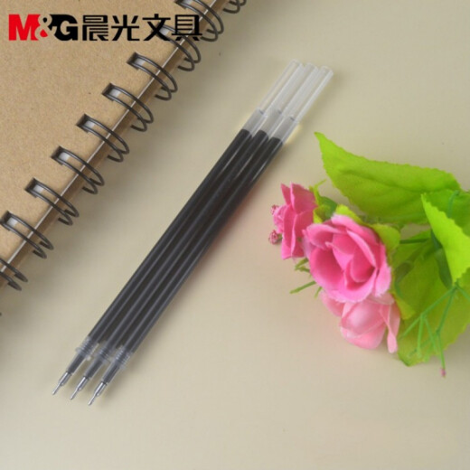 晨光插盖中性替芯黑0.5半针管学生办公书写用水笔签字笔笔芯5010 (2盒40支笔芯 黑色)