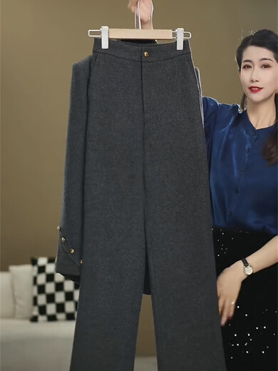 Woodpecker (TUCANO) High-End Internet Celebrity Woolen Suit Women's 2026 Winter Style Commuting Slim Jacket + Wide Leg Pants Dark Gray Suit Genuine Quality 2XL 120Jin Jin equals 0.5kg -130Jin Jin equals 0.5kg