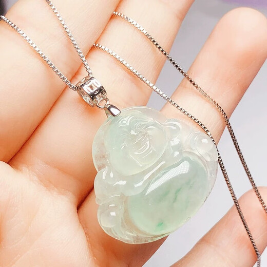 DL 1998 Fat Donglai same style 18k gold universal buckle head 925 silver oblique hole Buddha Jade Jade Pendant high-end necklace rope card white gold