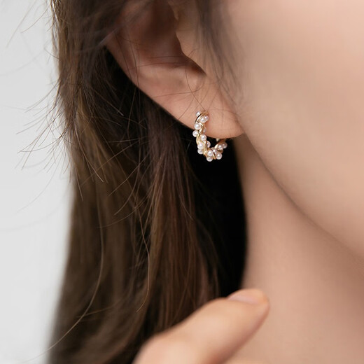 Xiangwan high-end earrings for women, hoop earrings for women, imitation pearl temperament, gentle earrings, niche earrings, new earrings, hoop earrings