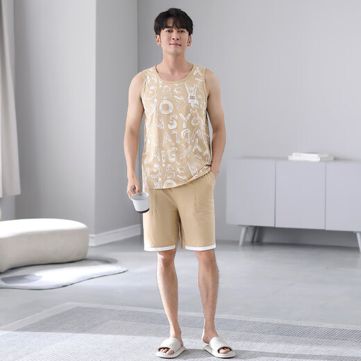 
Modal pajamas men's summer new style modal sleeveless vest casual simple large size dad's home clothes can be worn outside suit 1049 white XL 140-160Jin [Jin equals 0.5 kg]