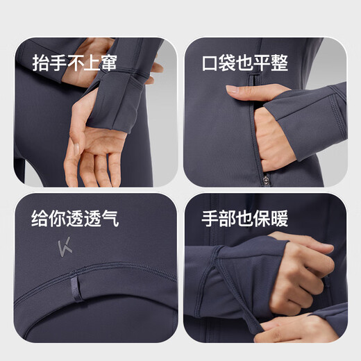 Keep Sports Jacket Yoga Wear Women's Stand Collar Fitness Jacket Badminton Outdoor Running Training Pilates Long Sleeve T-Shirt Classic Black M