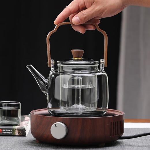 Gao Ming Teapot Transparent Black Chinese Lift Teapot Glass Boiling Teapot Electric Ceramic Stove Tea Maker Charcoal Stove Steaming Integrated Mohai 4th Generation Pot 1000ml