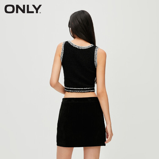
ONLY summer temperament versatile slim-fitting embroidered short suspender sweater for women 12343H003 H1Z black - first batch of chasing orders L 170/88A