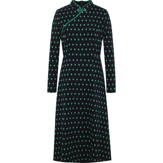 Розовый и голубой гардероб Новый китайский стиль улучшенное писем Cheongsam Polka Dot Letter Play для женской осень и зимней вязаной юбки 535Z695 чернила и мытья синяя xl