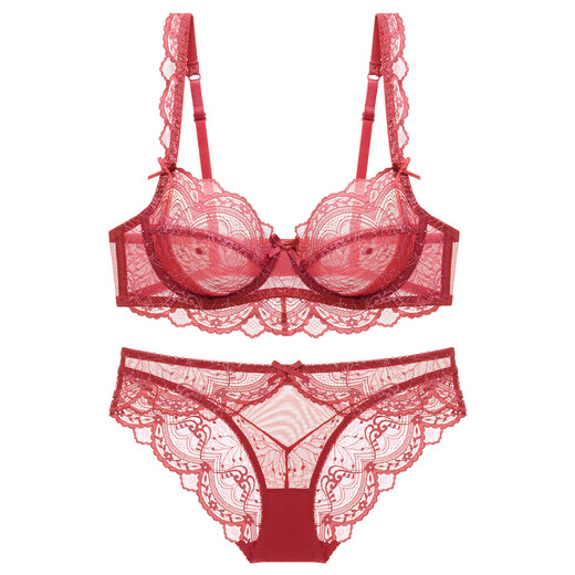VRSZEE Light Luxury Marke Unterwäsche für Frauen Dünnstil BH Set kleine Brüste und sexy Spitzenunterwäsche verführerische Bikini schwarz 80c