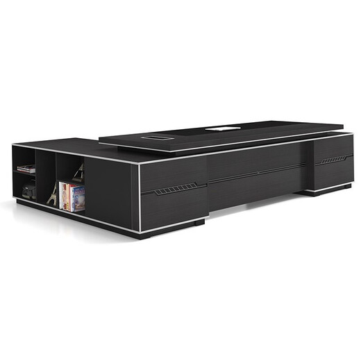 Luo Ximu high-end boss table, elegant president table, light luxury office furniture, executive desk, modern simple office desk and chair combination, 2.2 meters boss table + boss chair (single cabinet)