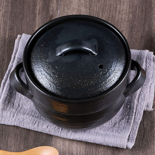 可可屋日本原装进口万古烧黑色双盖煮饭煲汤砂锅土锅陶瓷锅煮粥煲仔饭炖 14128-15241 小号2合 1.2L