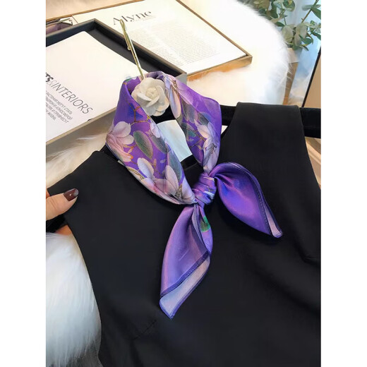 Senlandia Silk Scarf Gift Box Spring 100% Mulberry Silk Small Scarf Hangzhou Silk Fashion Versatile Small Square Scarf Women's High-end Gift Weisu Purple [53*53cm]