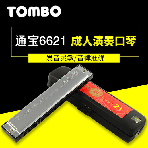 通宝（TOMBO）21孔复音口琴6621日本进口儿童初学者自学乐器口琴HOPE 21孔 LowD调  全套赠品