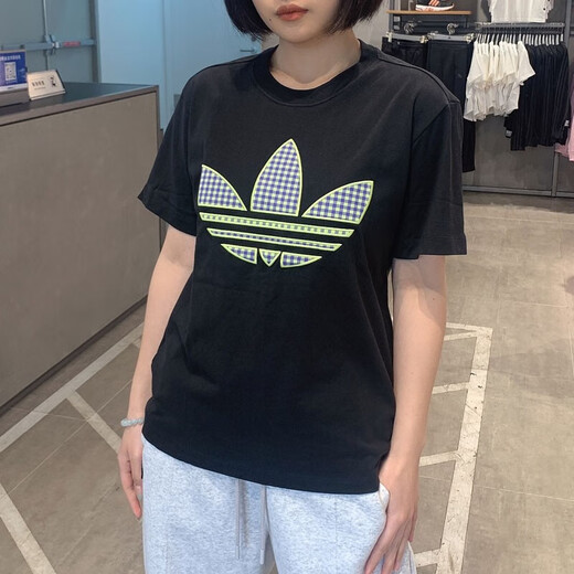 
Adidas Clover Short Sleeve T-shirt Women's 2025 Summer New Sports Running Training Casual Comfortable Round Neck Top Cover HB9435 Black XS