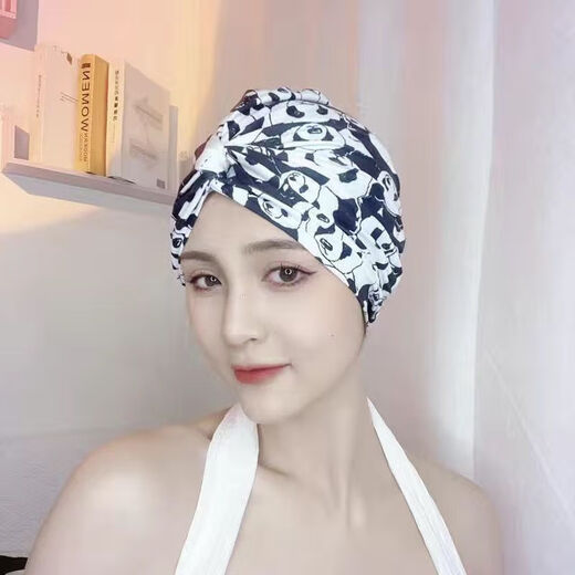 Kashiwa Chao long and short hair, fashionable and cute ear-protecting fabric swimming cap, good-looking, hot spring swimming cap for women with small face, 2001 black Mickey hat + nose clip and earplugs