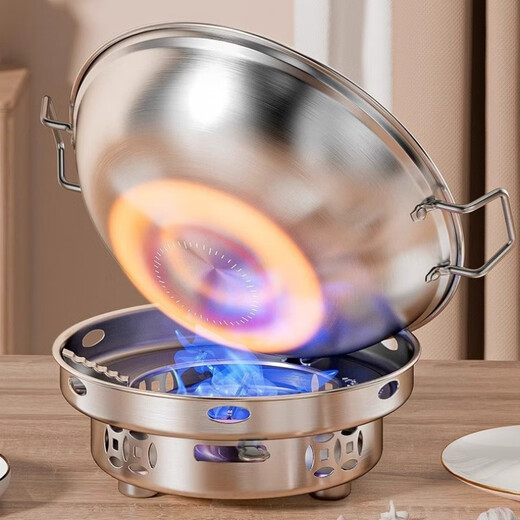 Spade Really Thickened Stainless Steel Large Alcohol Stove Alcohol Pot Household Hot Pot Dry Pot Soup Pot Dry Boiler Complete Set Covered Dry Pot + Stove 28cm