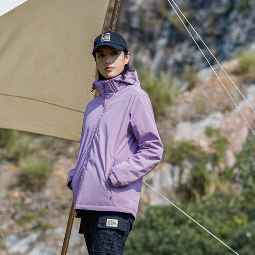Camel de la región occidental (Vancamel) más la chaqueta de rompedor de viento de terciopelo para hombres y mujeres estilo coreano a prueba de viento y cálida chaqueta de captura suave de captura suave Jaqueta literaria Top 9930 taro Purple-Women [Color sólido] l