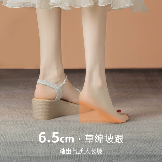 Zhr Sandalen Frauen Flash Drill Rampenhalsriemen Frauenschuhe elegante Dame Stil vielseitige Schuhe für Frauen M571 Tarnung Silber 37