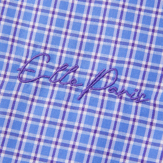 ELLE KIDS French girls spring new plaid embroidered soft and comfortable classic basic long-sleeved polo collar shirt