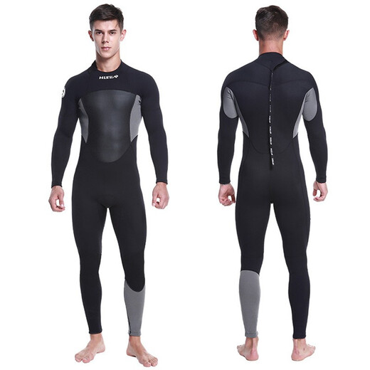 HiSEA1.5mm wetsuit men's thermal suit one-piece surfing suit snorkeling suit jellyfish suit swimsuit winter swimsuit black S