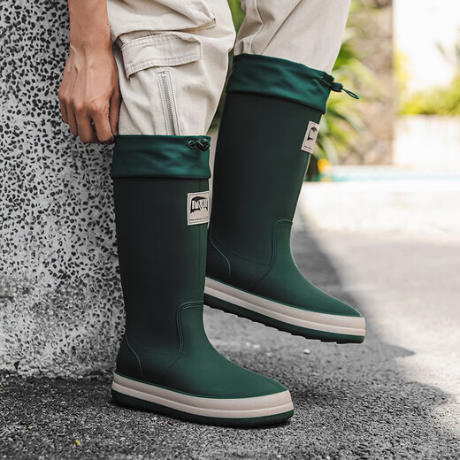 Bottes de pluie Xili pour les femmes avec des bottes de pluie non glissantes à tube élevé pour les nouvelles chaussures étanches à haut haut pour hommes pour couples adultes japonais semelles doux chaussures de caoutchouc tendance vert 37