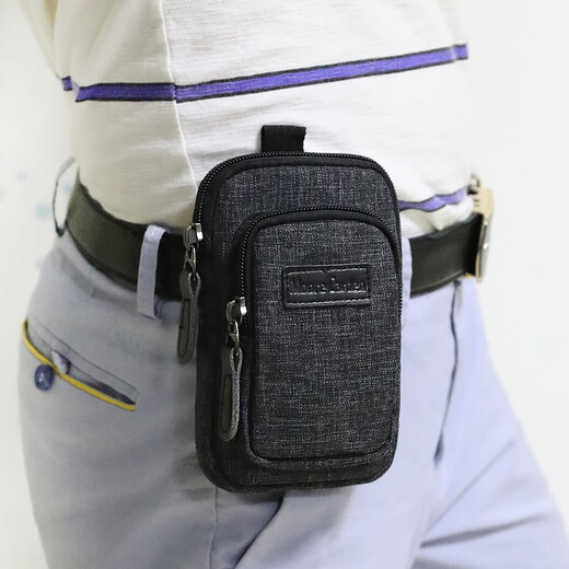 Men's waist bag holds mobile phone, mobile phone bag, men's running wrist bag, multi-functional canvas arm bag, construction site belt, men's belt, waist bag, mobile phone bag, upgraded version khaki