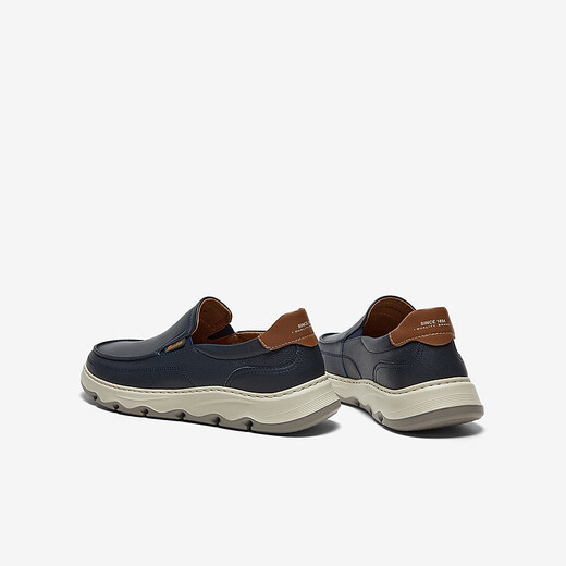 Bata loafers men's 2025 spring casual breathable cowhide thick sole one foot pedal G6850AM5 dark blue 40